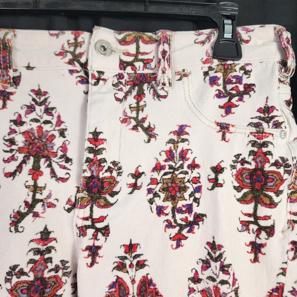Pilcro and the Letterpress High Rise Bootcut Corduroy Floral Pants Cream Size 29 - Picture 3 of 10